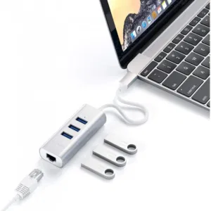 Адаптер Satechi Type-C 2-in-1 USB 3.0 Aluminum 3 Port Hub and Ethernet Port Silver (ST-TC2N1USB31AS) Адаптер Satechi Type-C 2-in-1 USB 3.0 Aluminum 3 Port Hub and Ethernet Port Silver (ST-TC2N1USB31AS)